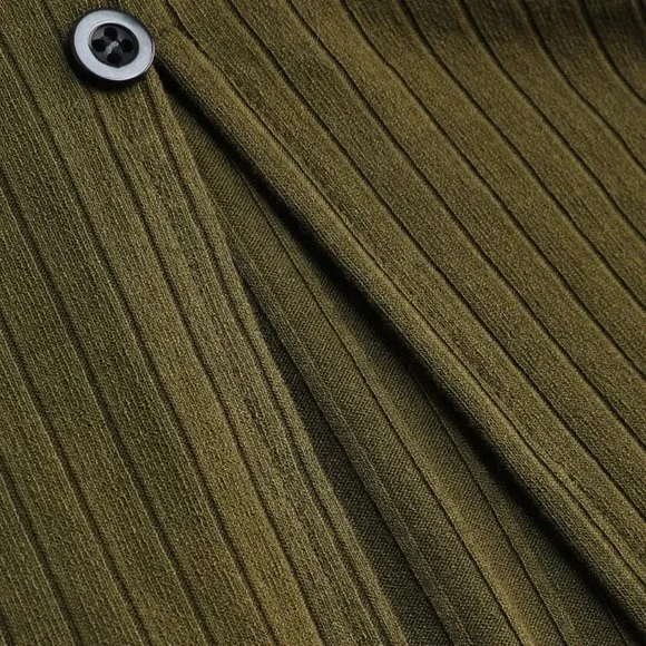 Rib Button Slit Midi Dress - Picture 4 of 8